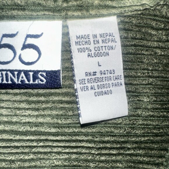 VTG‎ Y2K Green corduroy zip up jacket 90’s 2000’s Grunge Cropped Kurt Cobain L - Picture 10 of 11